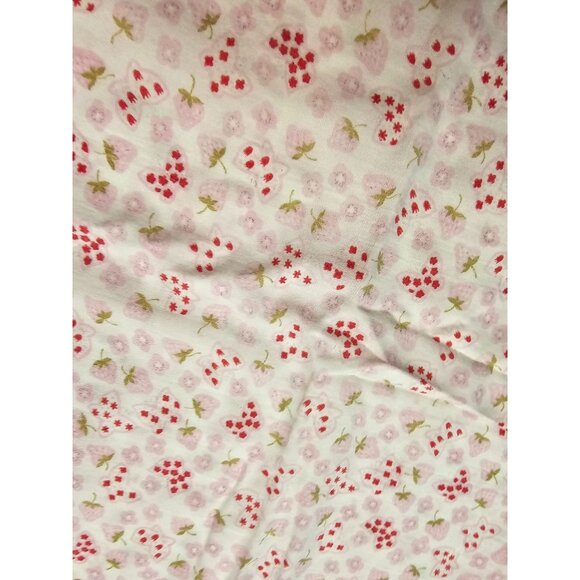 Pink Floral & Strawberry Fabric Pillowcase 1 count 17x27 inch Handmade - Picture 3 of 7